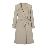 【阿尔巴卡系列】伊芙丽毛呢外套2022秋冬大翻领双面呢子大衣 灰驼色  S 155/80A