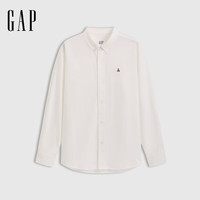 GAP男女装2025秋季新款小熊刺绣纯棉长袖衬衫宽松休闲上衣723235