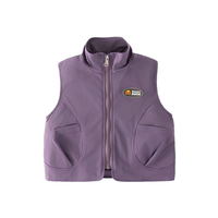 WALNUT DUCK小黄鸭童装儿童马甲秋季男童女童坎肩秋装宝宝衣服工装马夹 紫色 90