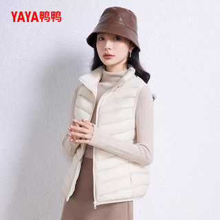 鸭鸭（YAYA）羽绒马甲男2025秋冬无袖坎肩保暖压胶轻薄羽绒服男背心外套 嫣红色-女款 XL