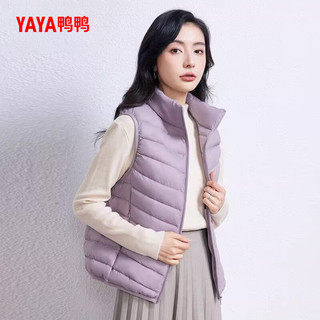 鸭鸭（YAYA）羽绒马甲男2025秋冬无袖坎肩保暖压胶轻薄羽绒服男背心外套 嫣红色-女款 XL