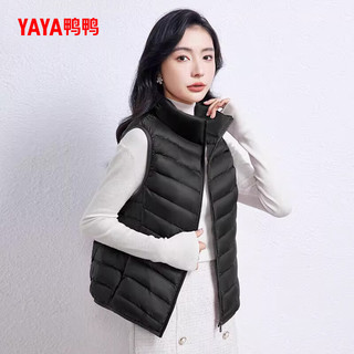 鸭鸭（YAYA）羽绒马甲男2025秋冬无袖坎肩保暖压胶轻薄羽绒服男背心外套 嫣红色-女款 XL
