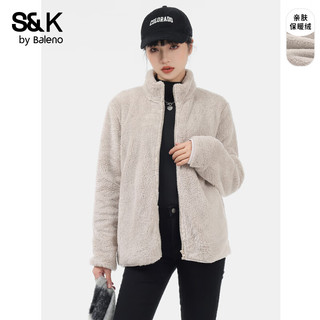 班尼路S&K系列外套女装秋冬季加绒保暖重磅夹克上衣服宽松亲肤抗寒3 灰#纯色 【300G重磅保暖】 XL
