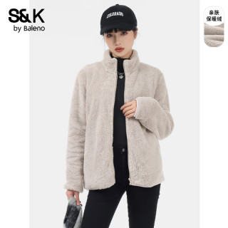 班尼路S&K系列外套女装秋冬季加绒保暖重磅夹克上衣服宽松亲肤抗寒3 灰#纯色 【300G重磅保暖】 XL