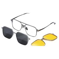 镜宴磁吸眼镜男女款偏光太阳镜三合一超轻钛光学镜架防强光 银色 镜框+依视路膜岩高清现片1.67