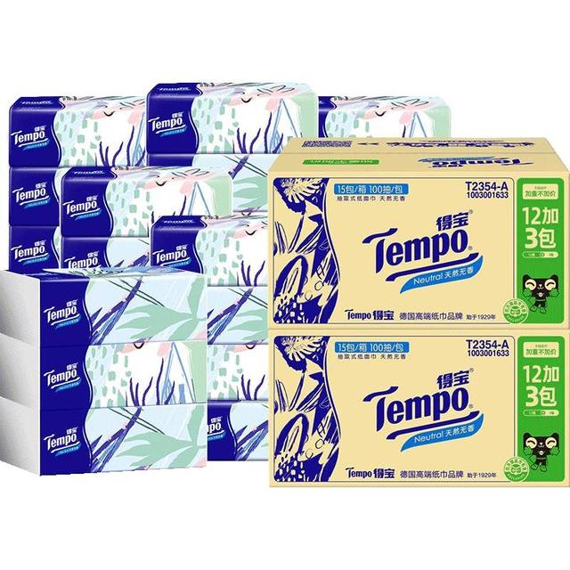 今日必买：Tempo 得宝 ,:得宝软抽马卡龙色无香餐巾纸箱装100抽*30包