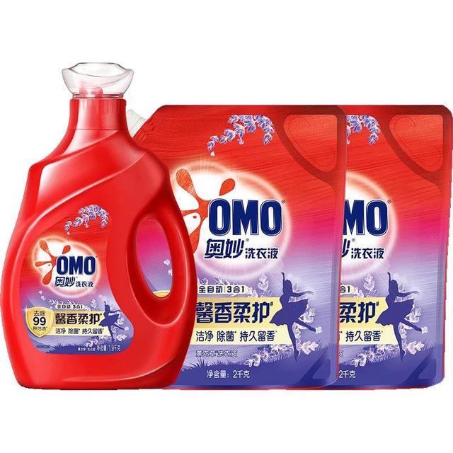 88VIP、今日必买：奥妙 OMO 全自动洗衣液 1.9kg+2kg*2袋 薰衣草香