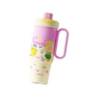 BABLOV保温杯女士大容量冰霸杯高颜值陶瓷内胆咖啡杯子便携随行吸管水杯 泡泡烘焙岛600ml-内喷陶