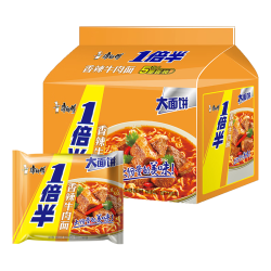 康师傅 1倍半大面饼 方便面 香辣牛肉128g*5袋