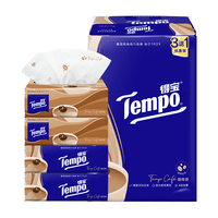 Tempo 得宝 一博同款 抽纸 咖啡味4层90抽*4包 湿水柔韧 餐巾纸 卫生纸