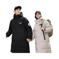 鸭鸭（YAYA）新国标长款过膝羽绒服男女同款冬季连帽韩版加厚抗寒外套 黑色 165/L【120-140斤】