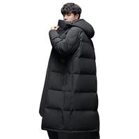 真维斯户外运动冬季中长款羽绒服时尚青少年纯色白鸭绒外套 黑色 L 体重105-115斤