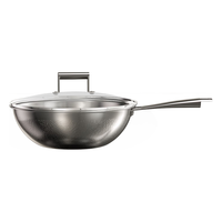 京东京造纯钛不粘炒锅不锈钢炒锅家用平底炒菜锅燃气灶电磁炉钛锅32cm 钛麟纹不粘-纯钛复合炒锅 32cm