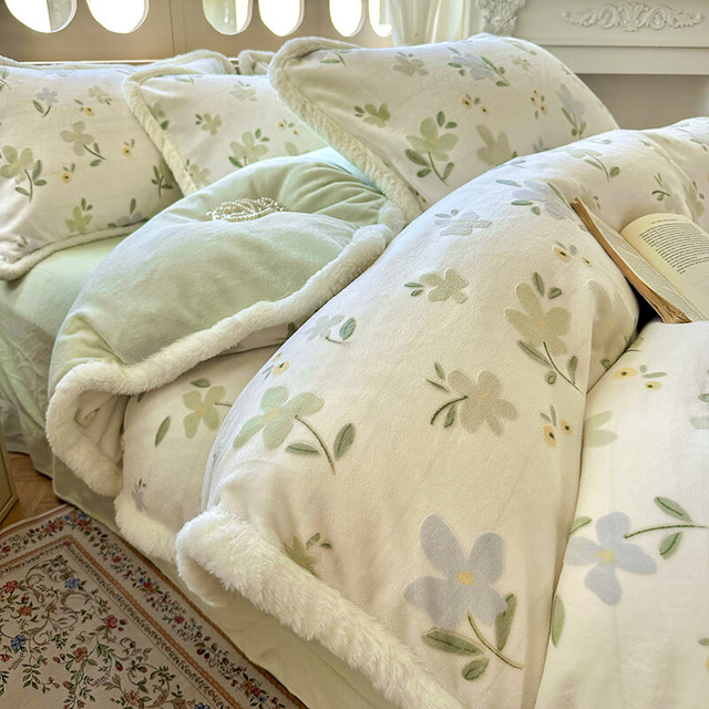 克努帛 Krupp Corp A类加厚保暖牛奶绒雕花四件套 3.75kg 200*230cm