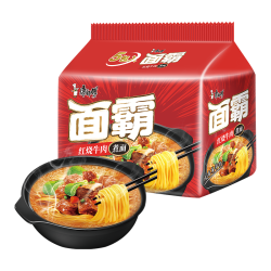 康师傅 方便面 面霸煮面红烧牛肉五连包120g*5 煮面袋装速食 方便食品