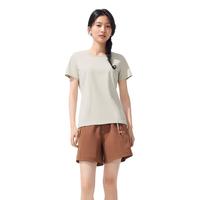 蕉下（beneunder）棉质短袖T恤女士25轻薄透气休闲百搭圆领上衣女GP930 橡灰米 S