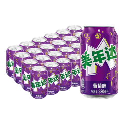 美年达 百事可乐美年达Mirinda 葡萄味汽水碳酸饮料330ml*24听 新老包装随机