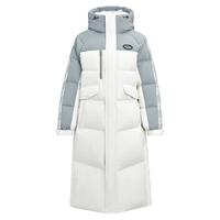 雪中飞 SNOWFLYING秋冬羽绒服拼接撞色活力连帽大口袋加厚中长款羽绒服 糙白|8003 XXS 155/80A