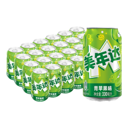 美年达 青苹果味汽水碳酸饮料330ml*24听 新老包装随机