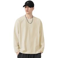 真维斯(Jeanswest)长袖t恤打底衫秋季2024年休闲宽松圆领百搭上衣服 卡其色(舒适亲肤) XL