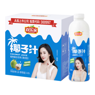欢乐家 椰子汁1L*6瓶  果肉+椰汁植物蛋白饮料果汁