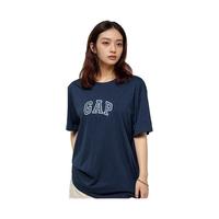 Gap男女装2025春季纯棉字母logo短袖T恤常规上衣美版570044 海军蓝 L 美码 XL亚洲码185/104A
