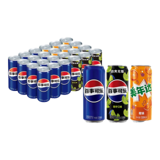 百事 可乐330ml*12+美年达330ml*6+无糖青柠330ml*6 碳酸饮料
