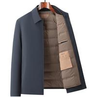 杉杉（SHANSHAN）鹅绒羽绒服男秋冬男士翻领可脱卸内胆厚款保暖行政夹克外套男 黑色 170