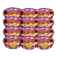 日清食品 NISSIN日清 方便面 UFO飞碟炒面 铁板色拉鱿鱼味面 123g*12碗整箱装