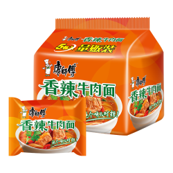 康师傅 方便面 经典香辣牛肉面五连包104g*5