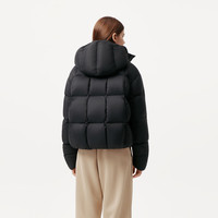 坦博尔可脱卸帽泡芙羽绒服女短款2025时尚廓形外套 黑色 XS