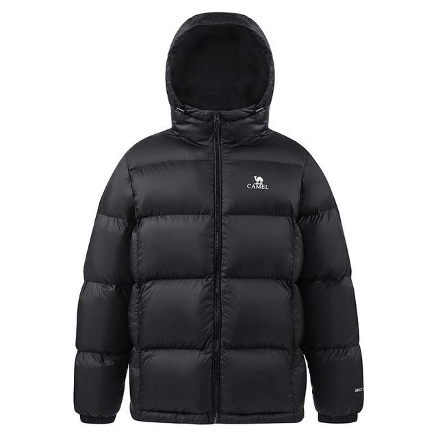 骆驼 炽云羽绒服男女冬季连帽防泼防风鸭绒轻暖面包服 黑色 男女同款