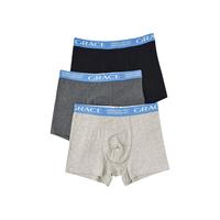 洁丽雅男士内裤男纯棉平角裤宽松大码男生四角裤头透气短裤衩 麻灰/中灰/黑色 3条 3XL (140-160斤)