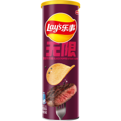 乐事 无限 薯片 黑椒牛扒味 104g