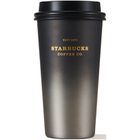 STARBUCKS 星巴克 杯子 咖啡宝藏系列 黑色不锈钢保温杯  430ml