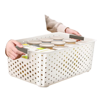 稻草熊汽车杂物收纳筐车内零食玩具塑料收纳盒宿舍户外物品办公收纳篮 北欧白 大号【3个装】