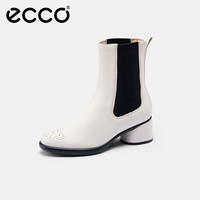 爱步(ECCO)靴子女 冬季休闲粗跟切尔西女靴皮靴 雕塑222433 HL
