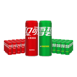 可口可乐 经典汽水碳酸饮料330ml*24罐多件装有糖/无糖可选可乐24罐+雪碧24罐