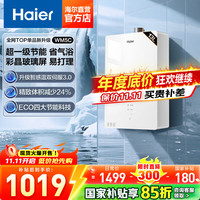 海尔 Haier 燃气热水器WM5C玻璃屏天然气热水器家用一级节能JM6水伺服恒温WM3PRO 13L 一级节能