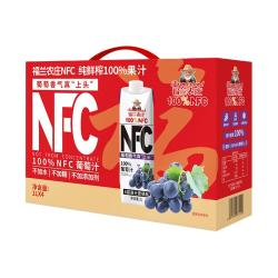 福兰农庄 NFC葡萄汁100%纯鲜榨果汁饮料1L*4瓶0脂肪礼盒装