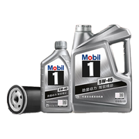 Mobil 美孚 保养单次卡 银美孚1号汽机油5W-40 SP级 5L 含机滤包安装