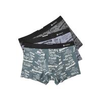 洁丽雅男士内裤男款纯棉抗菌平角裤青年男生大码透气四角短裤衩 麻灰/灰紫/灰绿 3条 XXL（125-145斤）