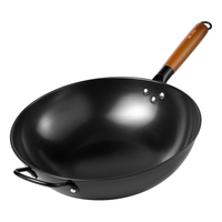 SUNCHA 双枪 无涂层铁锅炒锅平底炒菜锅不粘电磁炉煤燃气通用30cm