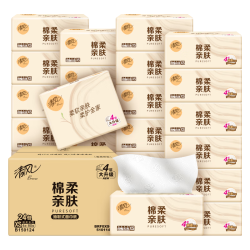 清风 抽纸4层80抽24包原木纸巾整箱（家庭装）