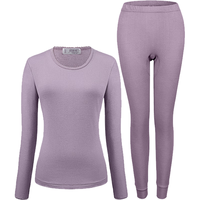 YOUR SUN 宜而爽 秋衣女保暖内衣女 中厚型柔软透气圆领长袖保暖上衣女 灰紫