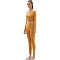 淳度粘纤德绒无痕吸湿长袖长裤保暖内衣套装女秋衣秋裤男两件套 姜黄色(女) S