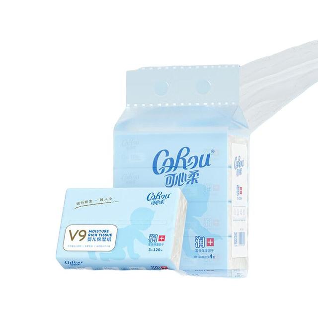 可心柔 CoRou V9婴儿云柔纸乳霜纸 整箱 M码 120抽 4包