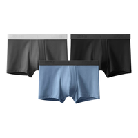 Bananain 蕉内 301P莫代尔内裤男士无痕平角裤衩棉裆抗菌舒适中腰四角短裤 黑色+磁铁黑+洗石蓝 XL