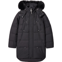 卡宾男装长款羽绒服秋冬款90白鸭绒鸭绒大衣外套保暖 煤黑色01 M /170/48