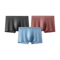 舒雅(SCHIESSER)男士Becover系列透气凉感中腰平角内裤【混色3条装】E5/26582T 浅蓝+深灰+灰粉 3条 XL